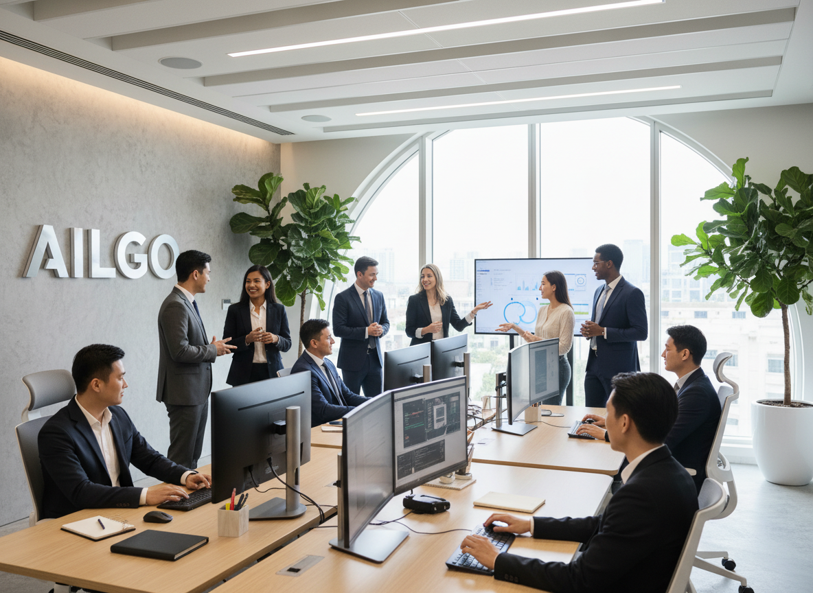 Stylized futuristic blue dashboard with holographic charts and grids